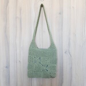 Womens Handmade Jute Shoulder Bag Sage Green Boho Floral Hobo Beach Cottage